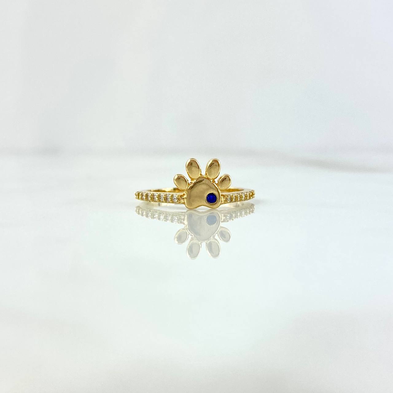 Fingerprint Ring 2.35gr / T5 3/4 / White Zircons - Blue Yellow Gold ©