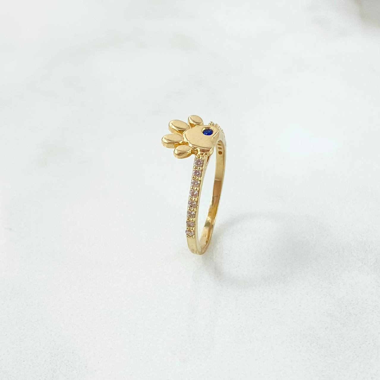 Fingerprint Ring 2.35gr / T5 3/4 / White Zircons - Blue Yellow Gold ©