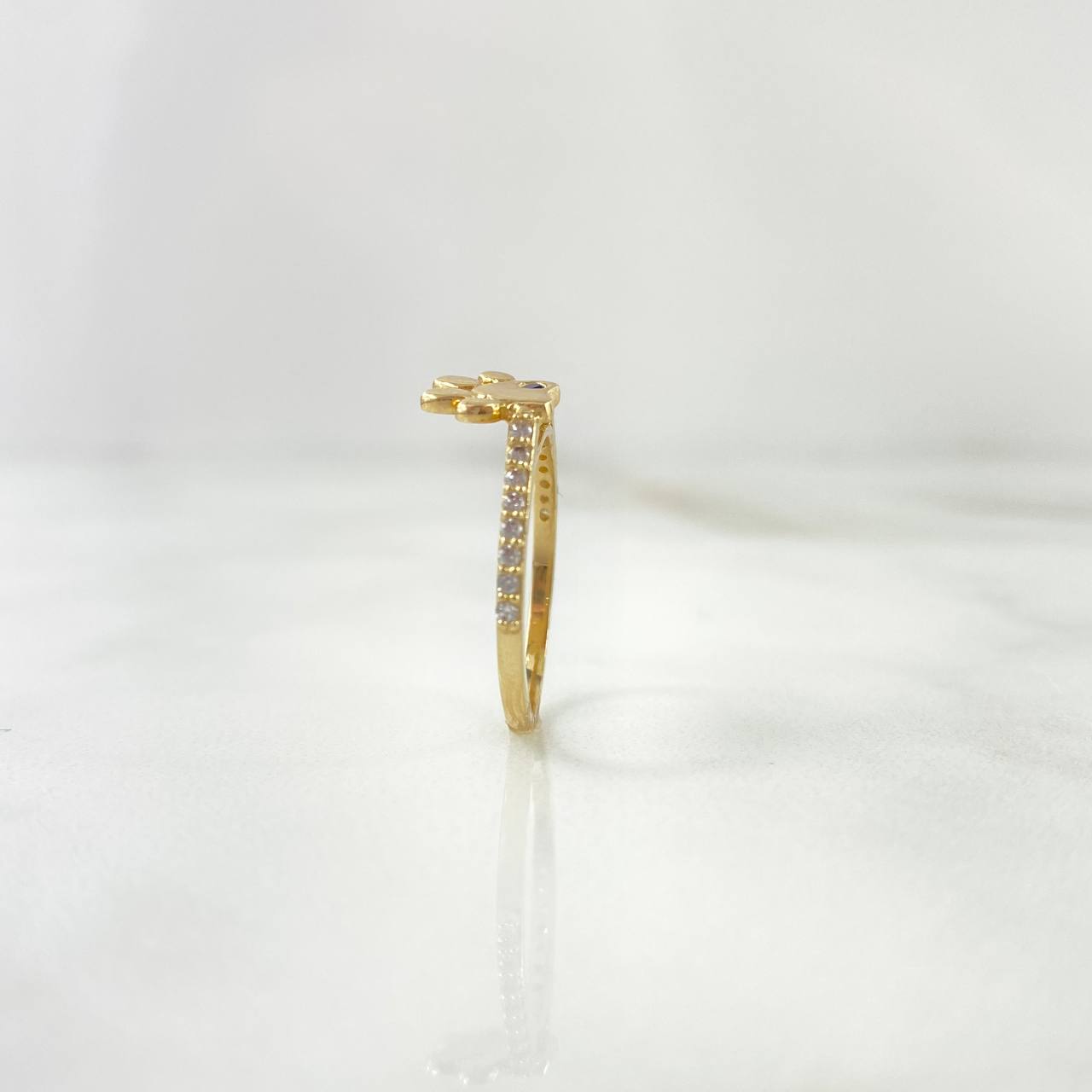 Fingerprint Ring 2.35gr / T5 3/4 / White Zircons - Blue Yellow Gold ©