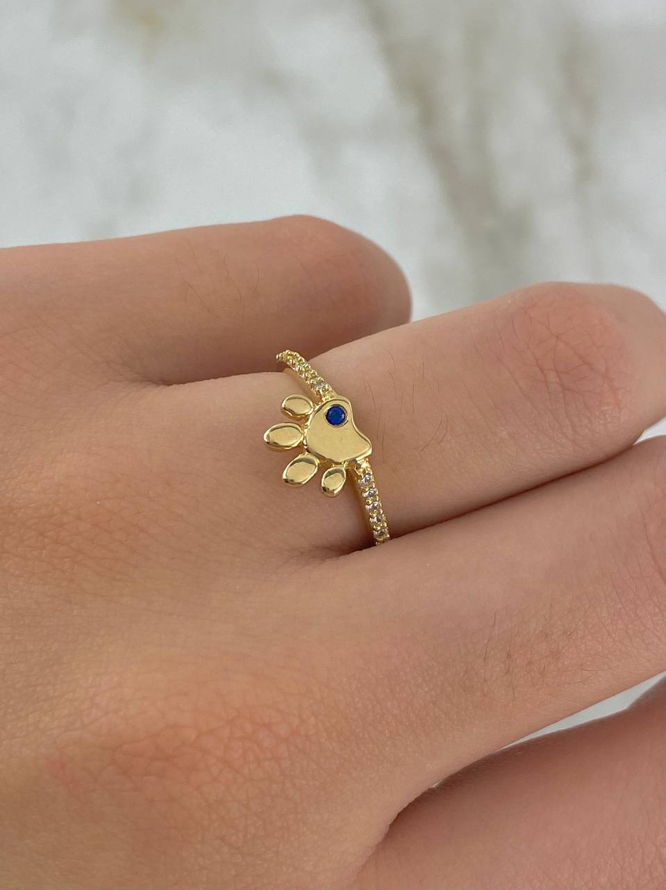 Fingerprint Ring 2.35gr / T5 3/4 / White Zircons - Blue Yellow Gold ©