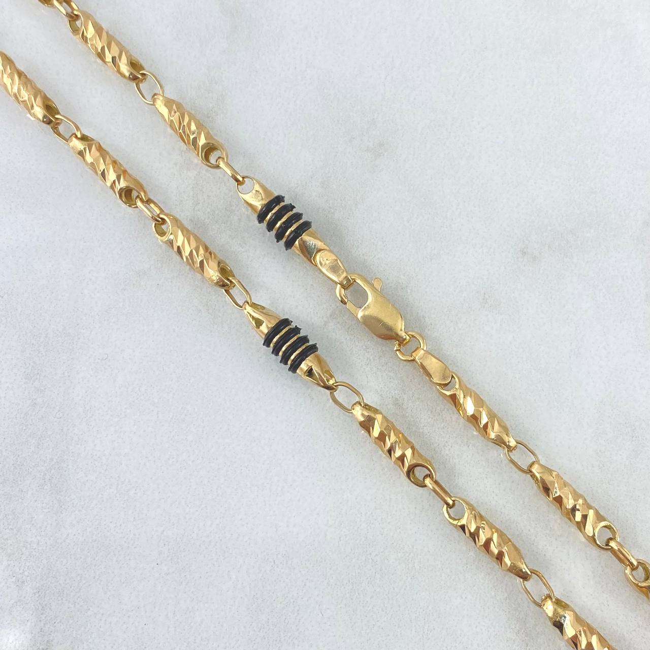 Rustic Chain Diamond Cut 19.05gr / 60cm / 4mm Black Rubber Yellow Gold ©