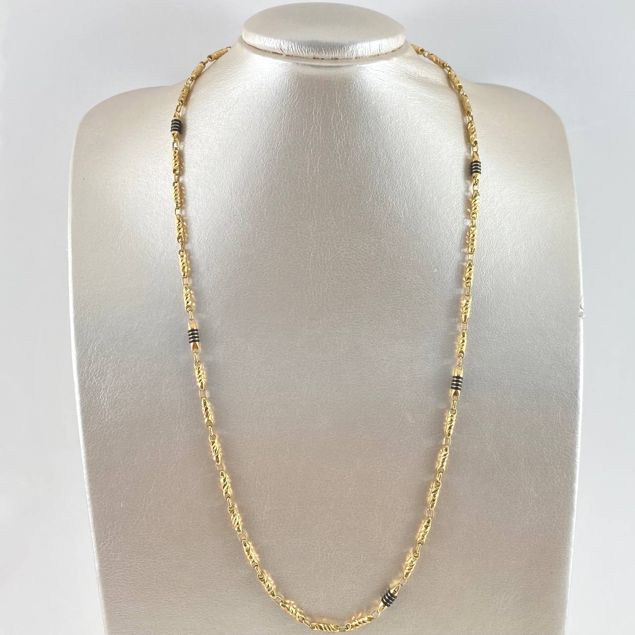 Rustic Chain Diamond Cut 19.05gr / 60cm / 4mm Black Rubber Yellow Gold ©