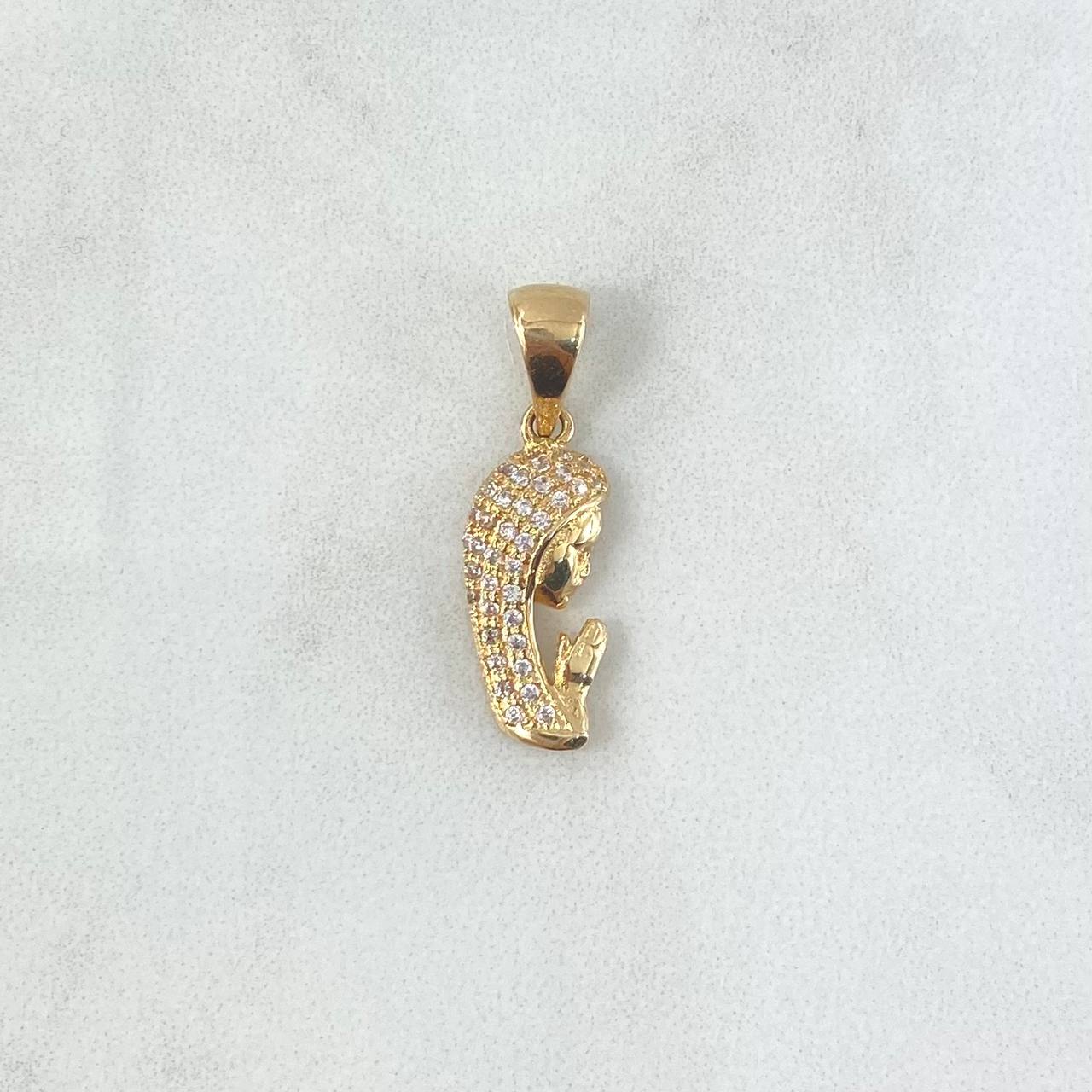 Dije Virgen Maria Silueta 2gr / 2.5cm / Circones Blancos Oro Amarillo ©
