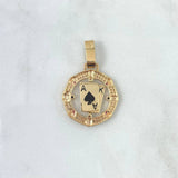 Pendant Poker Cards 6gr / 3.6cm / Ace of Spades and Heart - White Zircons Yellow Gold