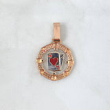 Pendant Poker Cards 5.9gr / 3.6cm / Ace of Spades and Hearts - White Zircons Two White Rose Gold Diamonds