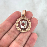 Pendant Poker Cards 5.9gr / 3.6cm / Ace of Spades and Hearts - White Zircons Two White Rose Gold Diamonds