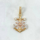 Pendant Anchor Helm 6.45gr / 4.5cm / White Zircons Three Golds ©