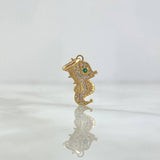 Pendant Seahorse 1.3gr / 2.2cm / White Zircons Green 18K Yellow Gold *