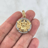 Pendant Viking 8.05gr / 3.2cm / White and Navy Blue Zircons Yellow Gold