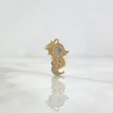 Pendant Seahorse 1.55gr / 2.2cm / White and Light Blue Zircons Yellow Gold