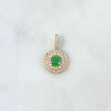 Pendant Halo Tupido 2.05gr / 1.9cm / White Zircons And Yellow Gold Green