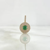 Pendant Halo Tupido 2.05gr / 1.9cm / White Zircons And Yellow Gold Green