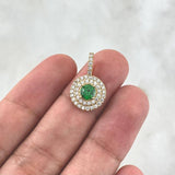 Pendant Halo Tupido 2.05gr / 1.9cm / White Zircons And Yellow Gold Green