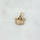 Pendant Crab 1.25gr / 1.5cm / White and Black Zircons Yellow Gold
