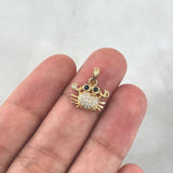 Pendant Crab 1.25gr / 1.5cm / White and Black Zircons Yellow Gold