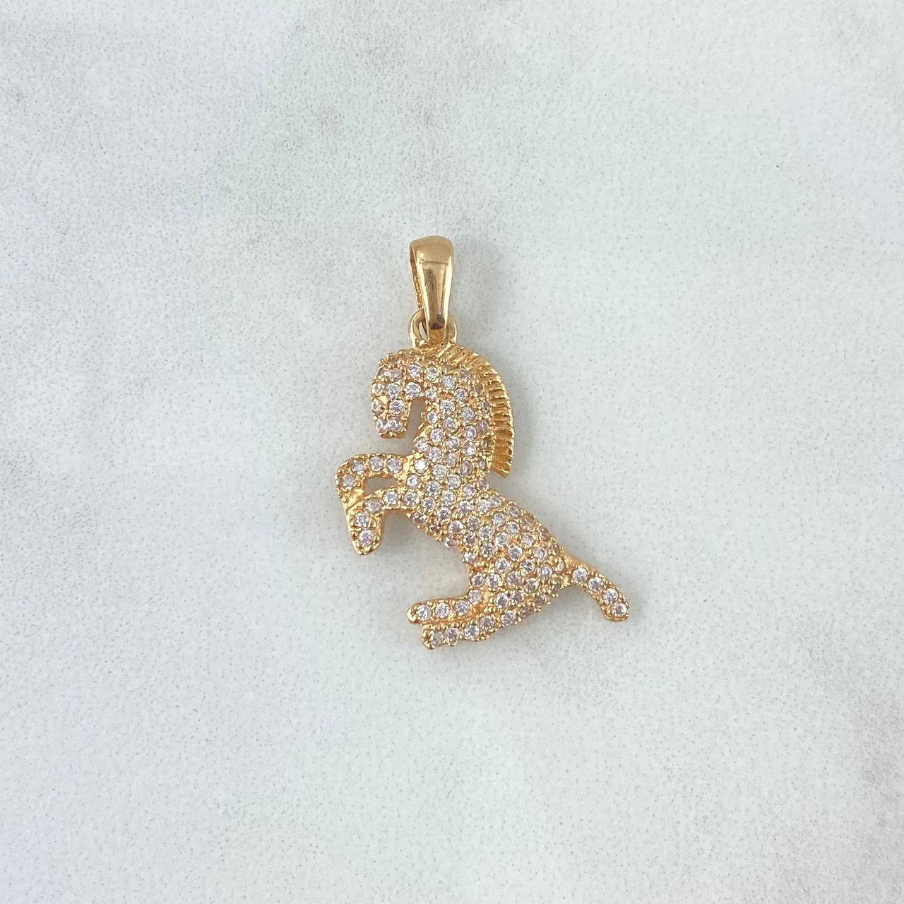 Pendant Horse 2.45gr / 3cm / White Zircons Yellow Gold