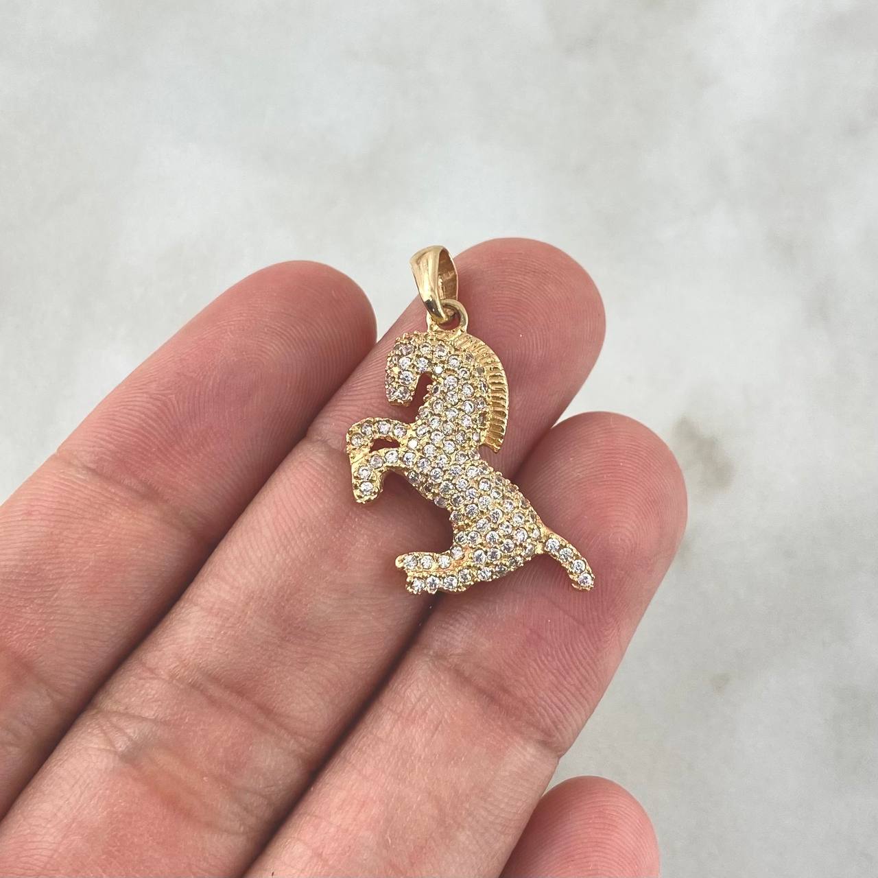 Pendant Horse 2.45gr / 3cm / White Zircons Yellow Gold