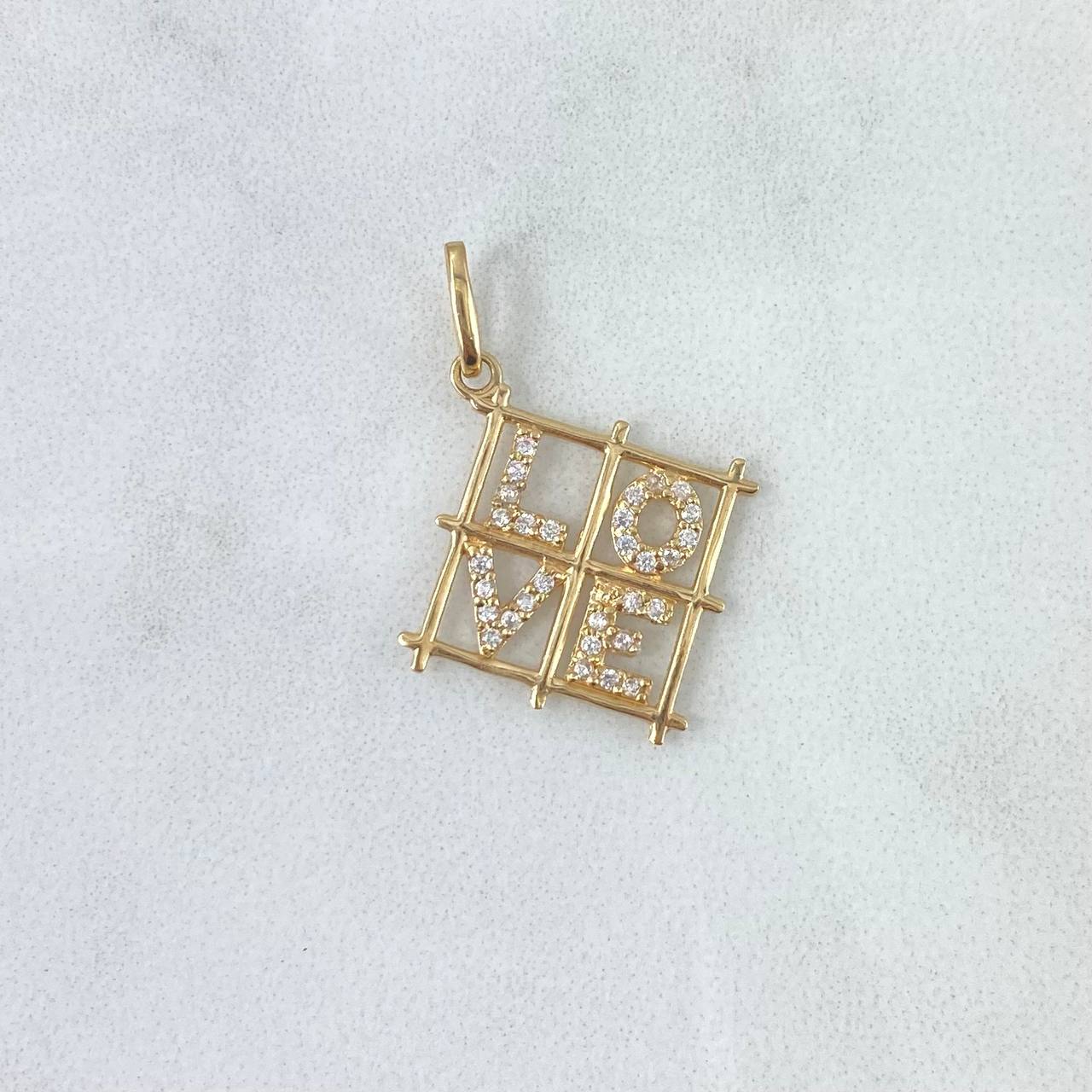 Pendant Love Frame 1.35gr / 2.2cm / White Zircons Yellow Gold