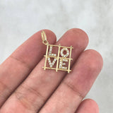 Pendant Love Frame 1.35gr / 2.2cm / White Zircons Yellow Gold