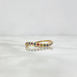 Wavy Circles Ring 1.75gr / Size 6 1/2 / Multicolored Zircons Yellow Gold