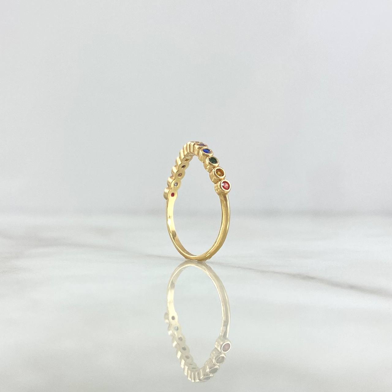 Wavy Circles Ring 1.7gr / T5 1/4 / Multicolored Zircons Yellow Gold
