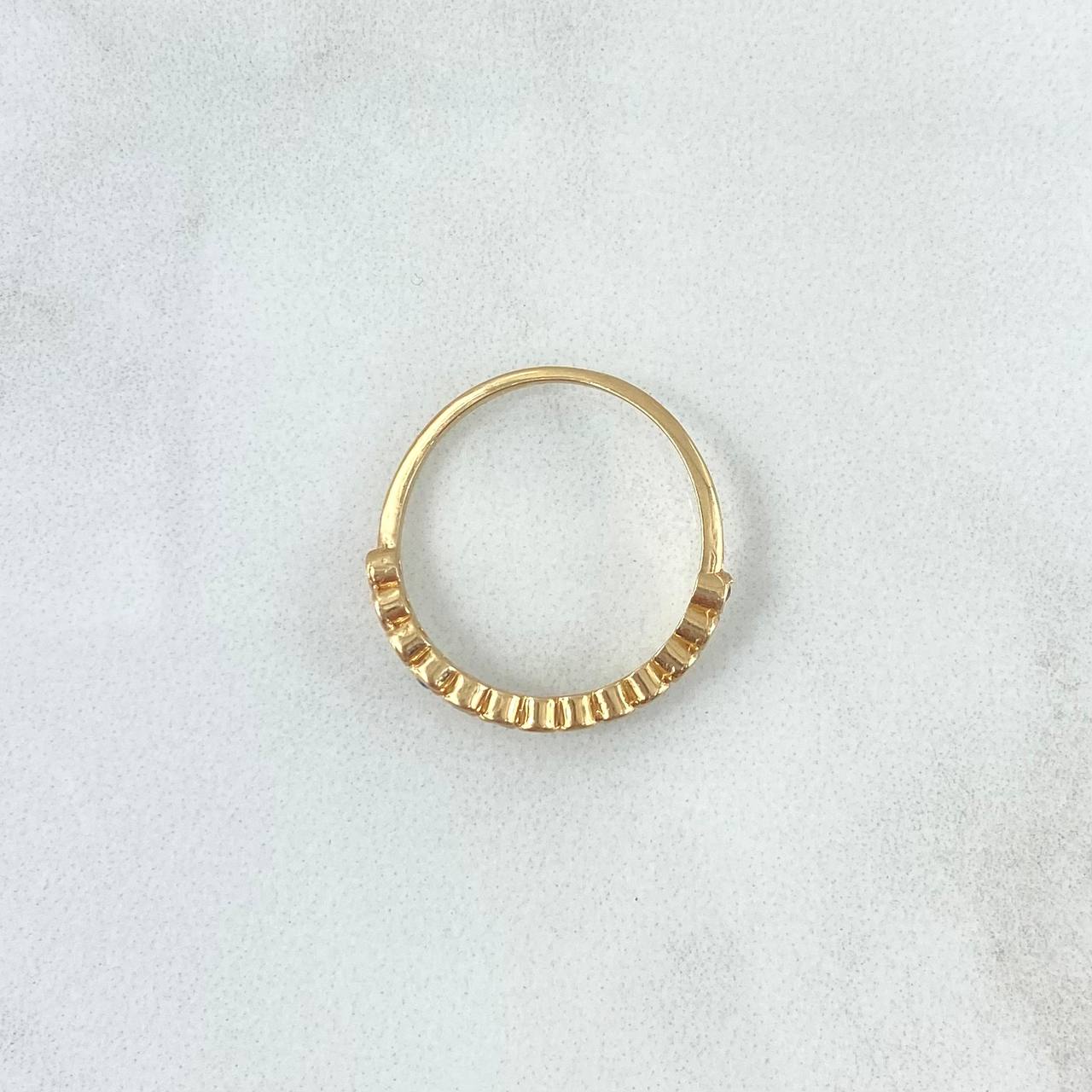 Wavy Circles Ring 1.7gr / T5 1/4 / Multicolored Zircons Yellow Gold