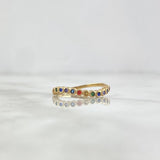 Wavy Circles Ring 1.75gr / Size 6 1/2 / Multicolored Zircons Yellow Gold