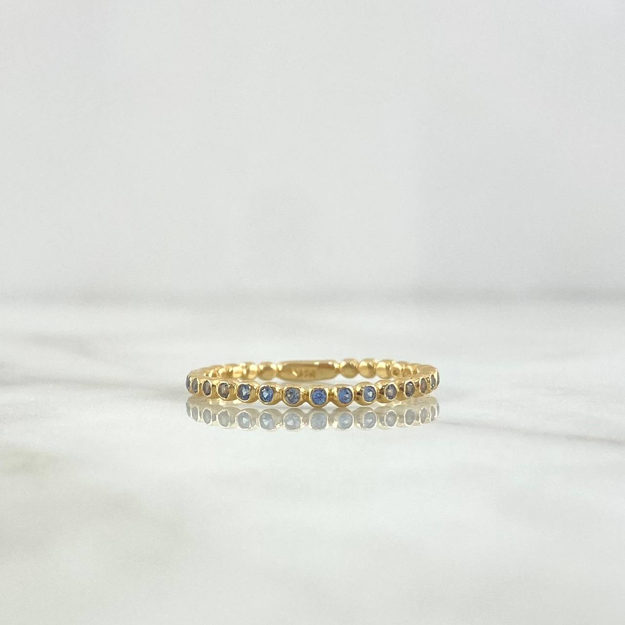 Bubble Ring 1.55gr / Size 7 1/2 / Light Blue Zircons Yellow Gold