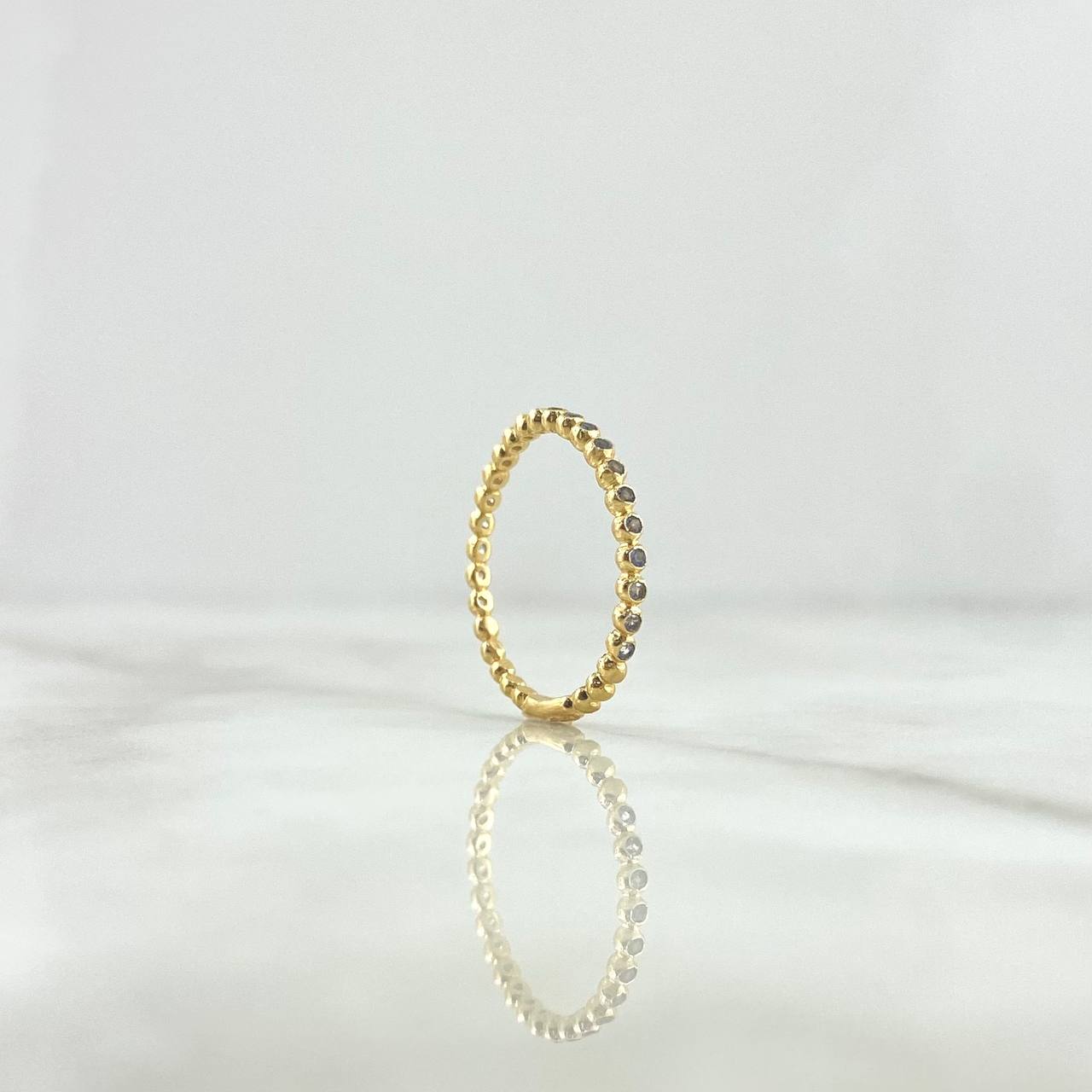 Bubble Ring 1.55gr / Size 7 1/2 / Light Blue Zircons Yellow Gold