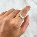 Triple Half Hoop Ring 3.7gr / Size 7 / White Zircons Yellow Gold