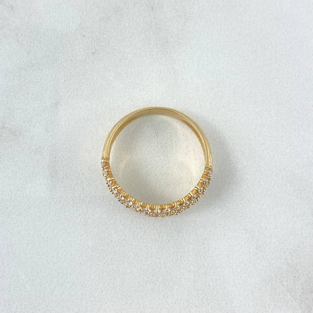Triple Half Hoop Ring 3.7gr / Size 7 / White Zircons Yellow Gold