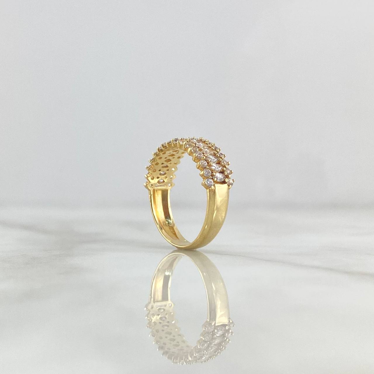Triple Half Hoop Ring 3.7gr / Size 7 / White Zircons Yellow Gold