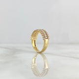 Triple Half Hoop Ring 3.7gr / Size 7 / White Zircons Yellow Gold