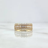 Triple Half Hoop Ring 3.7gr / Size 7 / White Zircons Yellow Gold