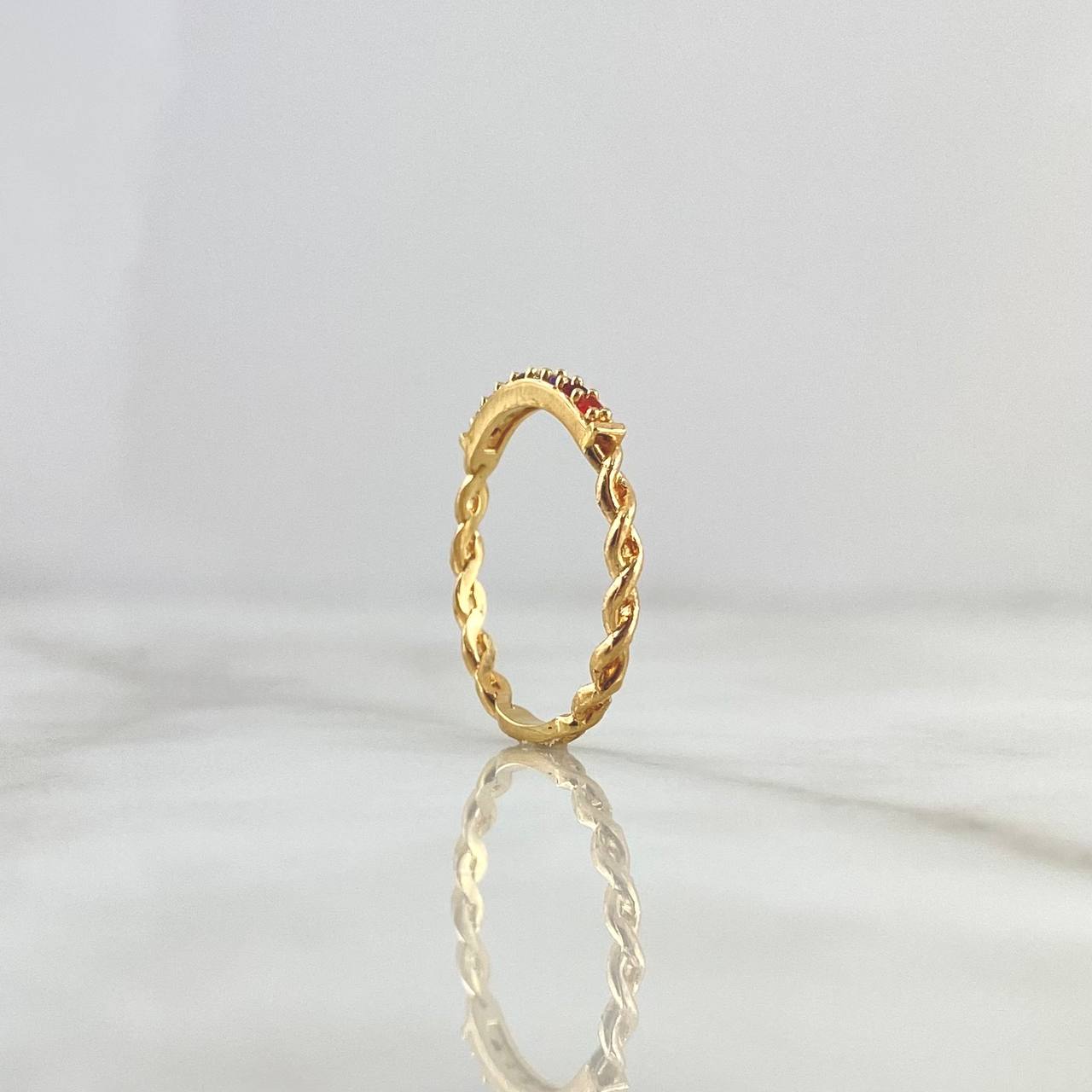 Half Hoop Braided Ring 1.75gr / T6 3/4 / Multicolored Zircons Yellow Gold
