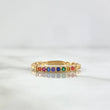 Half Hoop Braided Ring 1.75gr / T6 3/4 / Multicolored Zircons Yellow Gold