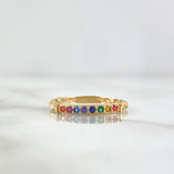 Half Hoop Braided Ring 1.75gr / T6 3/4 / Multicolored Zircons Yellow Gold