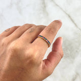 Thick Half Rail Ring 1.6gr / T7 / Green Blue Fuchsia Zircons Yellow Gold