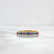 Thick Half Rail Ring 1.6gr / T7 / Green Blue Fuchsia Zircons Yellow Gold