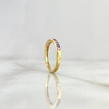 Thick Half Channel Ring 1.6gr / Size 7 1/2 / Pink, Purple, Light Blue Zircons Yellow Gold