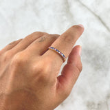 Thick Half Channel Ring 1.6gr / Size 7 1/2 / Pink, Purple, Light Blue Zircons Yellow Gold