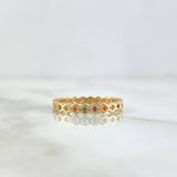 Diamond-Shaped Eye Ring 1.8gr / T6 / Multicolored Zircons Yellow Gold