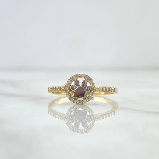 Fingerprint Seal Ring 2.1gr / Size 7 / White Zircons Two-tone Yellow and White Gold