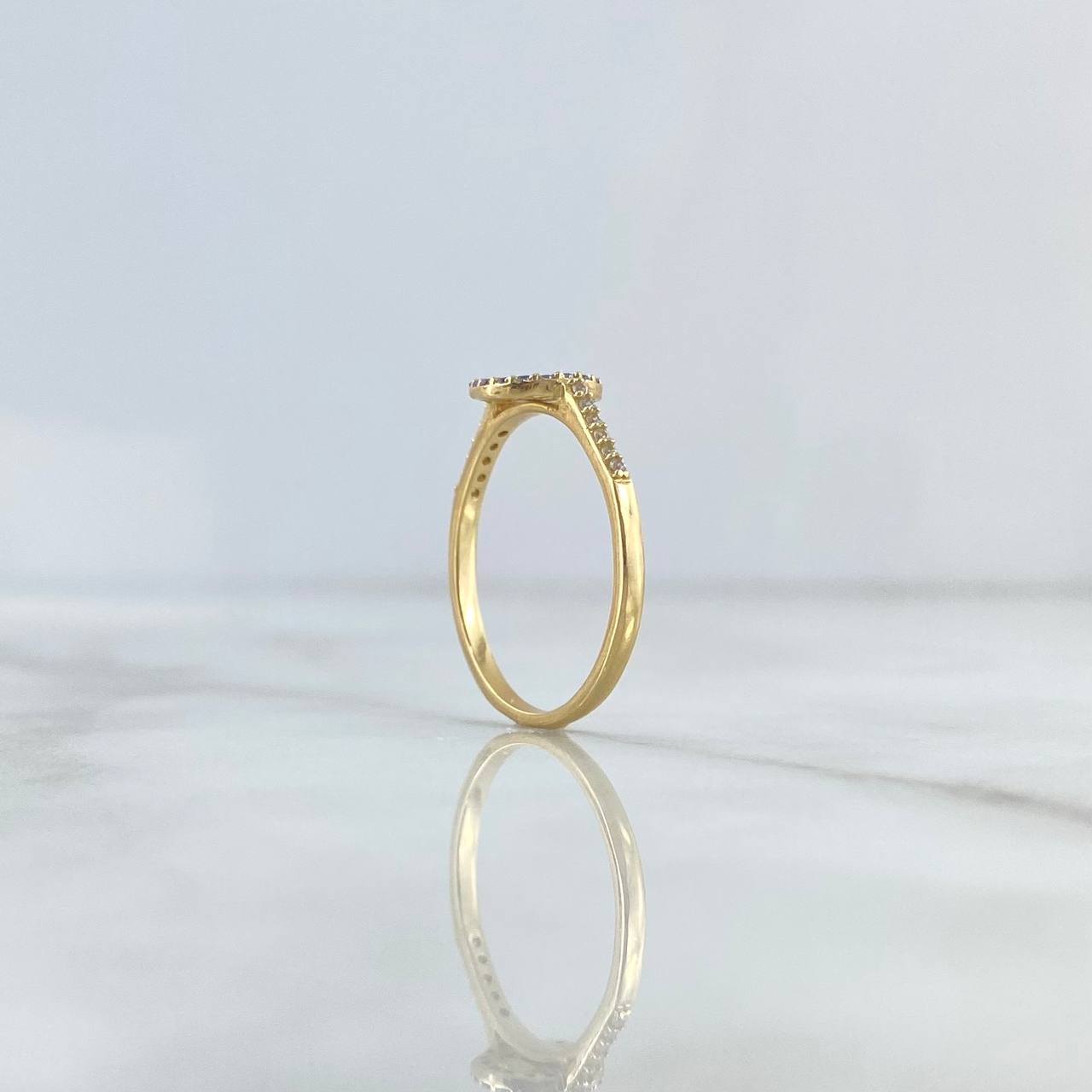 Fingerprint Seal Ring 2.15gr / Size 7 1/4 / White Zircons Yellow Gold