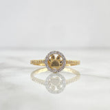 Fingerprint Seal Ring 2.15gr / Size 7 1/4 / White Zircons Yellow Gold