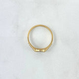 Fingerprint Seal Ring 2.1gr / Size 6 1/2 / White Zircons Yellow Gold