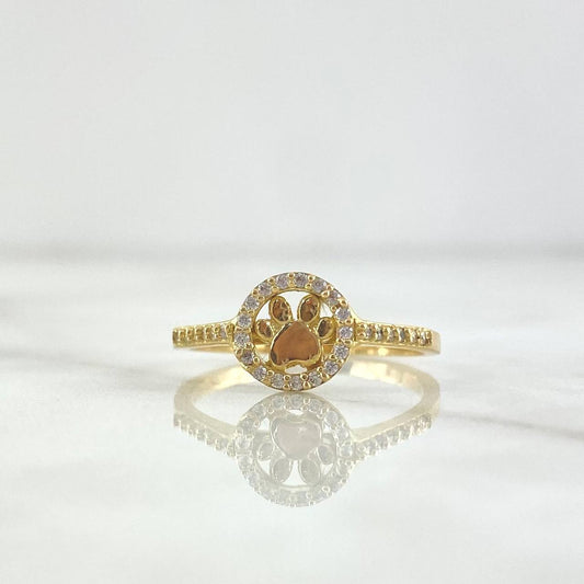 Fingerprint Seal Ring 2.1gr / Size 6 1/2 / White Zircons Yellow Gold