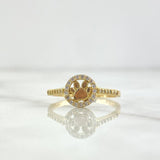 Fingerprint Seal Ring 2.1gr / Size 6 1/2 / White Zircons Yellow Gold