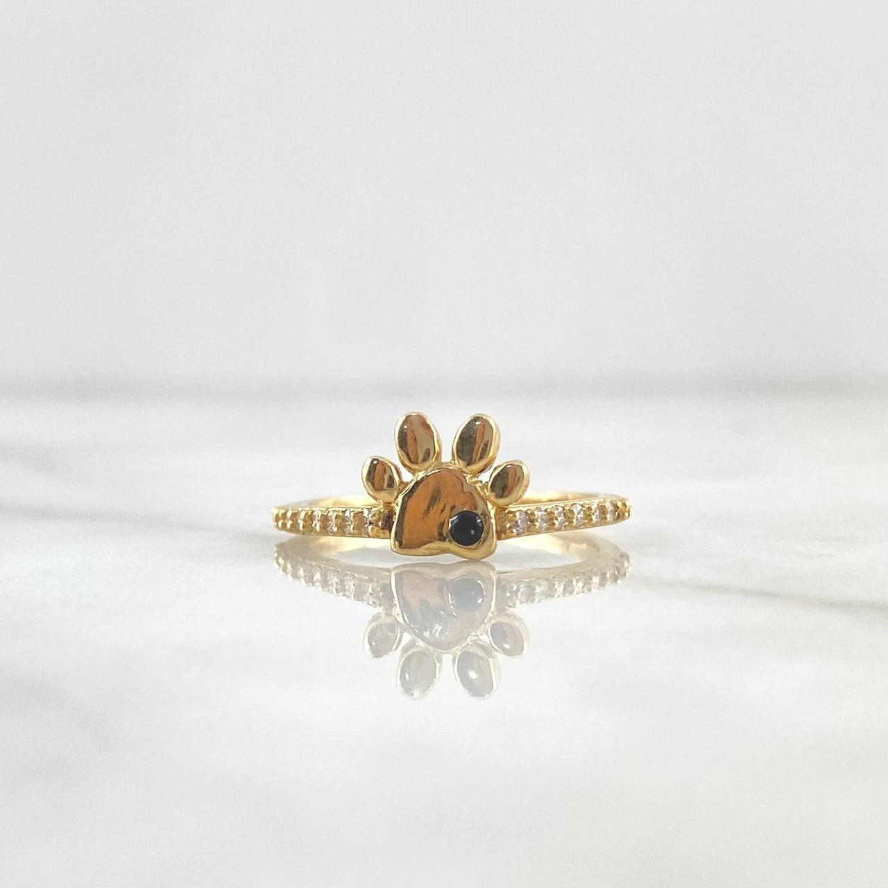 Fingerprint Ring 2.4gr / T6 / Black Zircon Yellow Gold