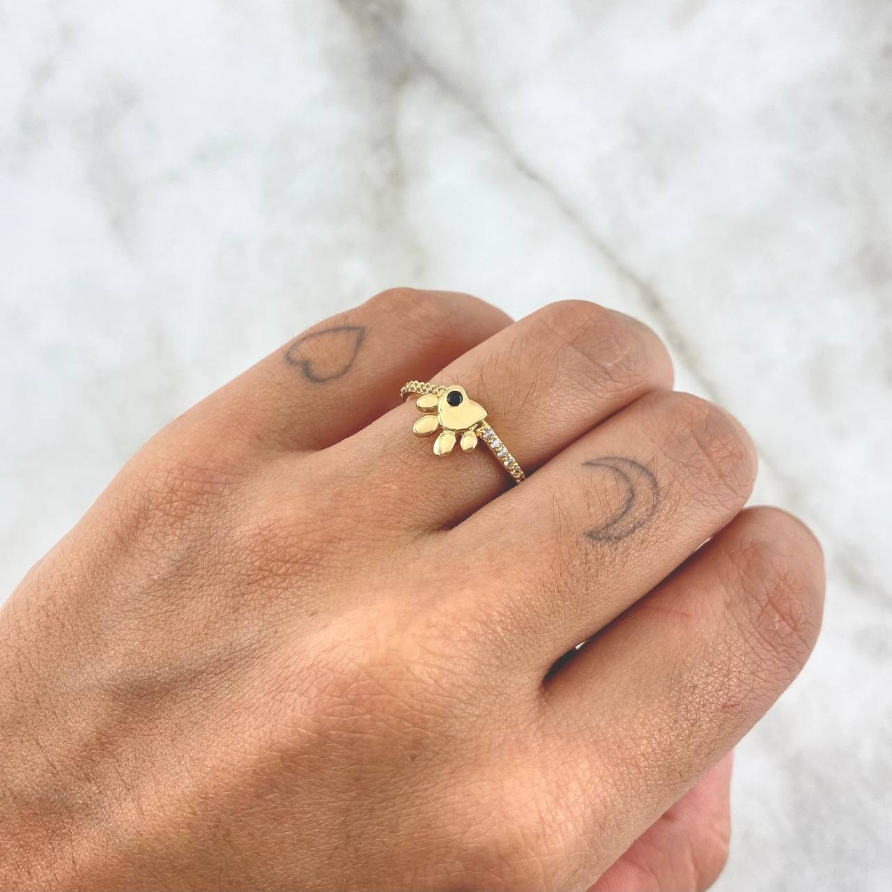 Fingerprint Ring 2.4gr / T6 / Black Zircon Yellow Gold